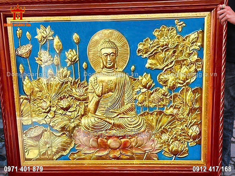 Nguyên liệu chế tác tranh Đức Phật là đồng tấm nhập khẩu có độ dày 8rem